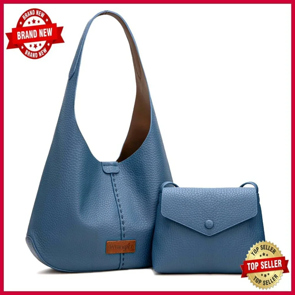 Large Slouchy Hobo Bag Set with Crossbody, PU Leather, 2-Piece Purse